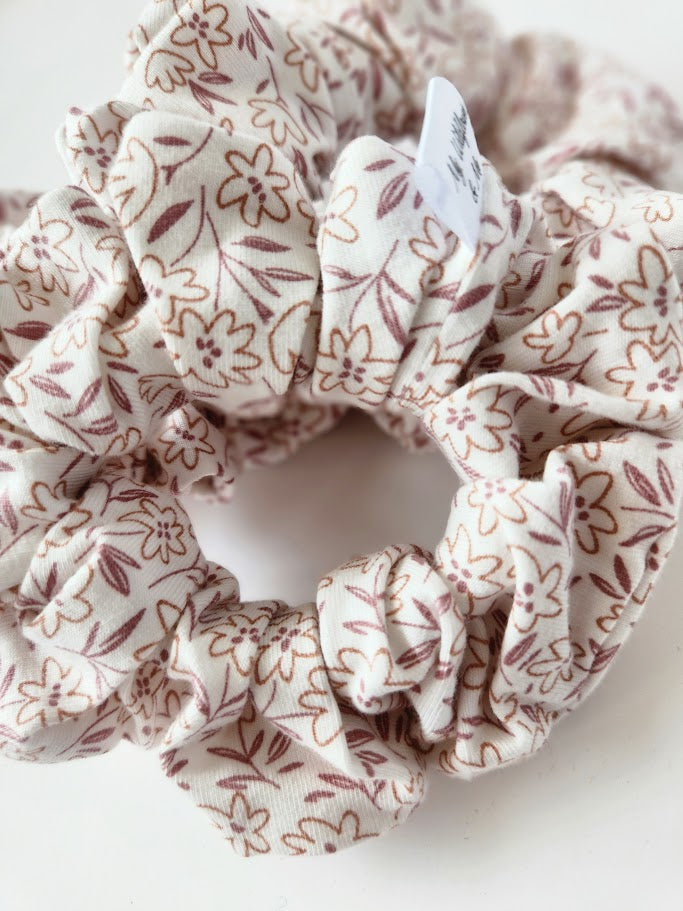 Pink Doodle Flower Scrunchie