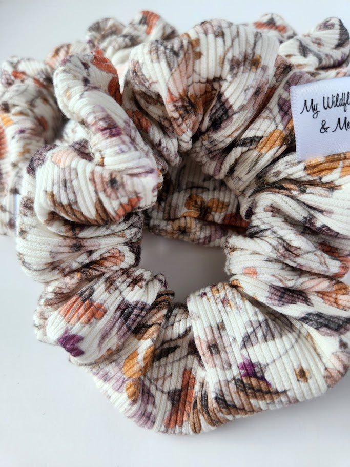 Rib Knit Autumn Blooms Scrunchie