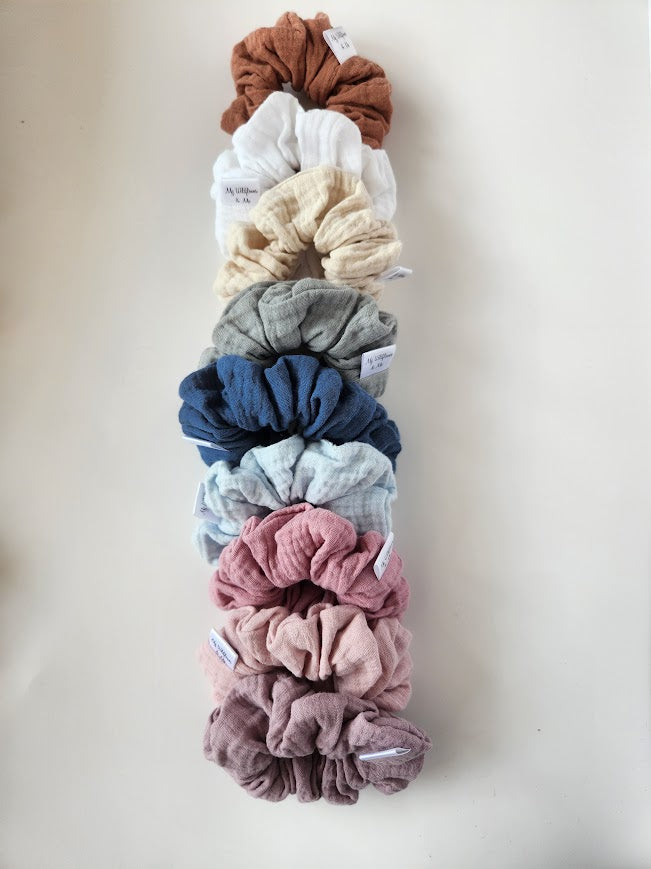 French Navy Double Gauze Scrunchie