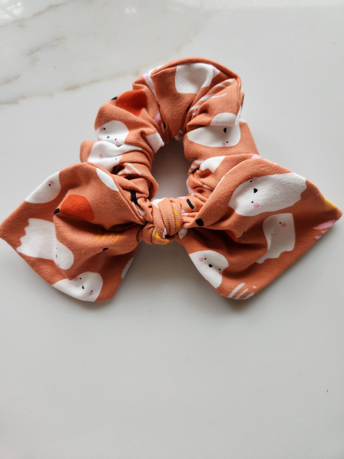 Orange Ghosts Bow Scrunchie