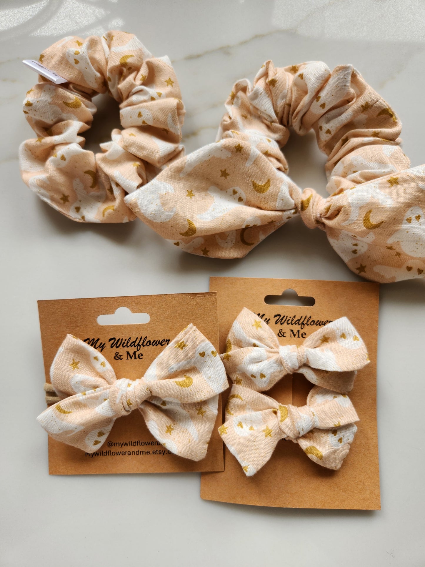 Stars and Ghosts Bow Scrunchie