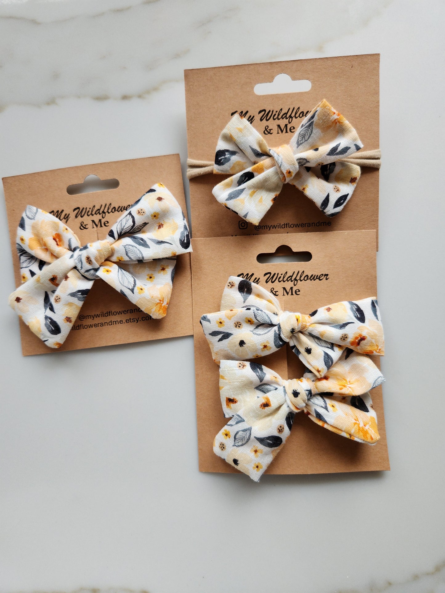 Orange Floral Medium Pinwheel Bow