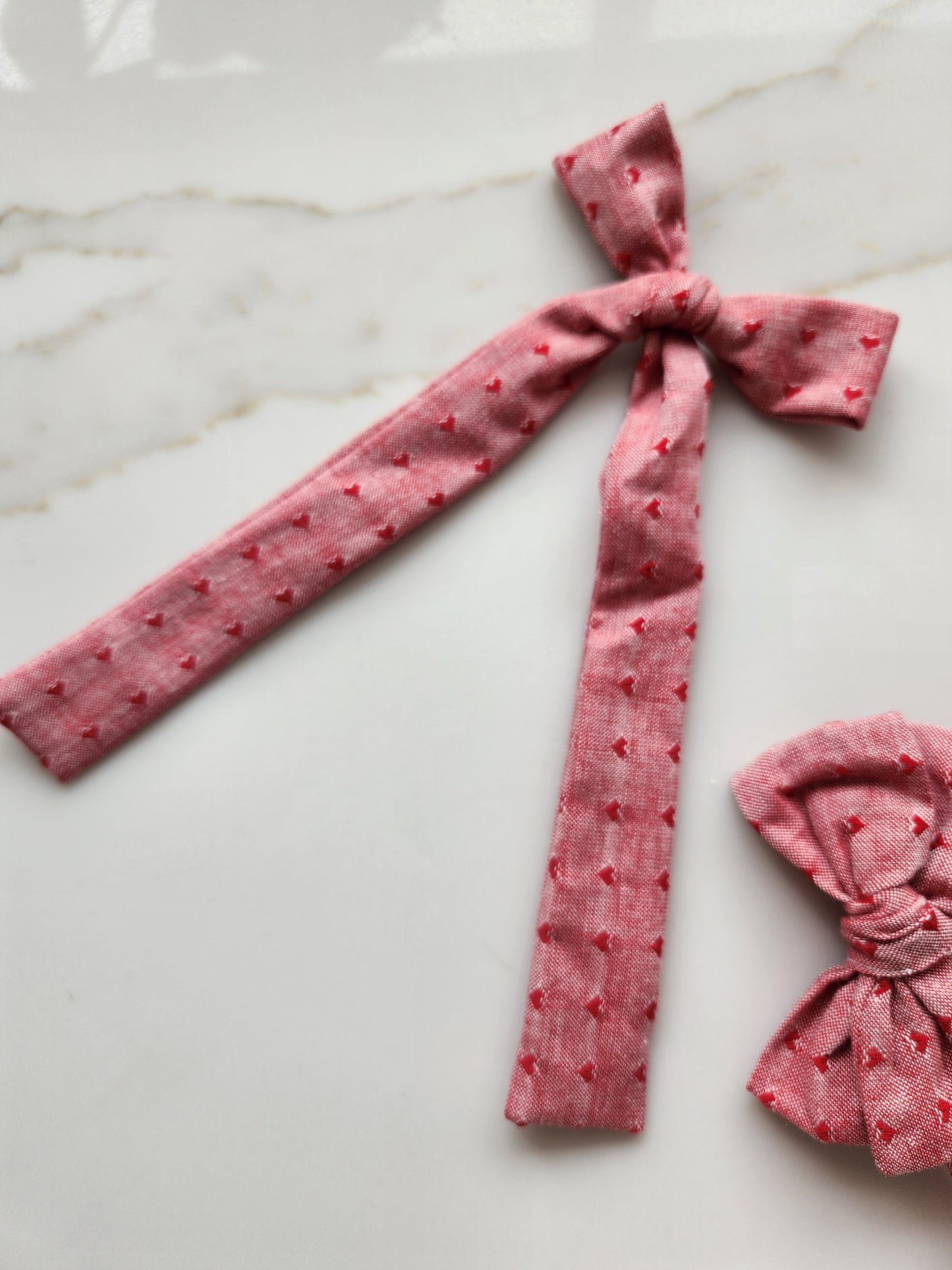 Cherry Hearts Long-Tailed Bow