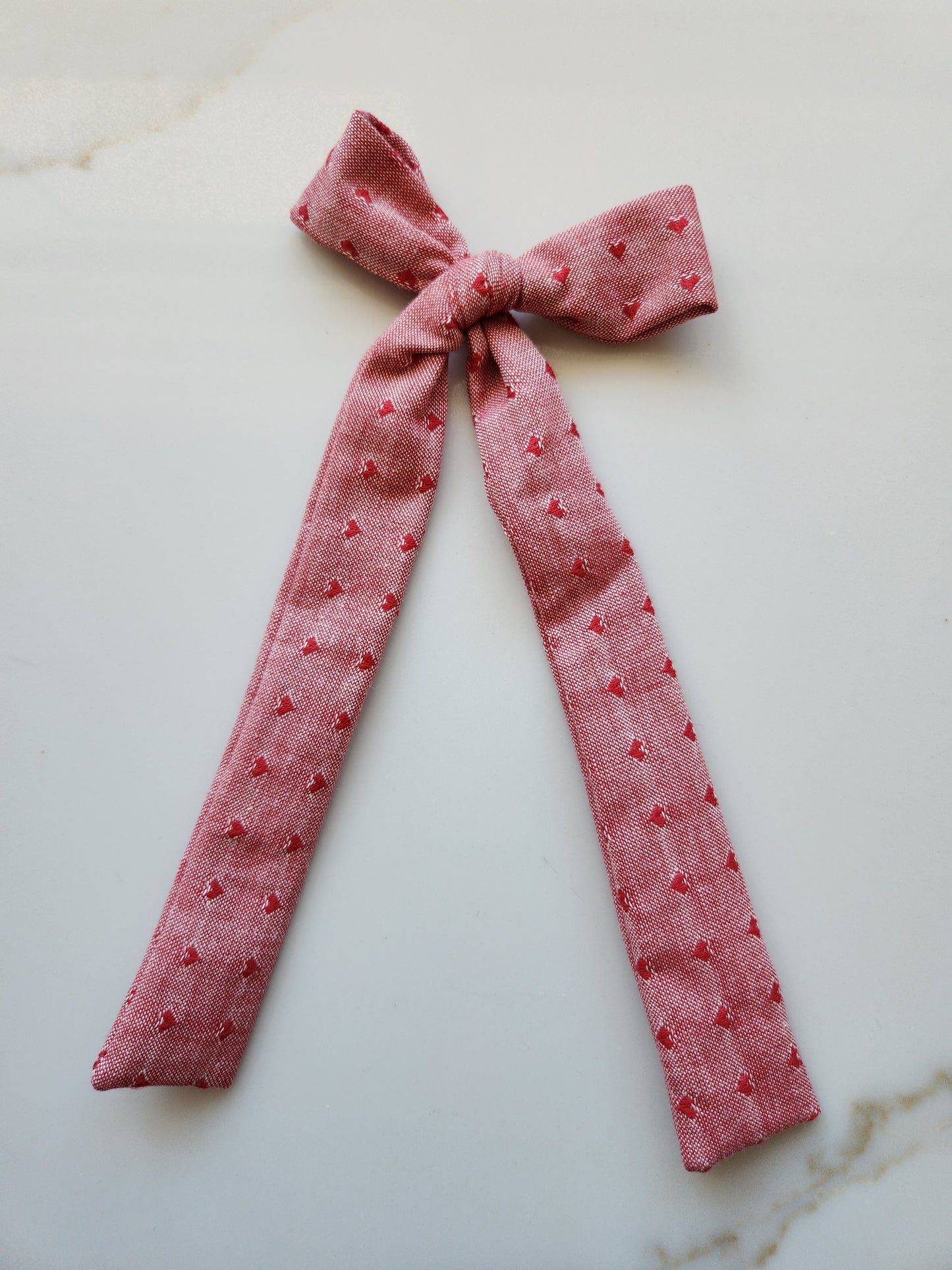 Cherry Hearts Long-Tailed Bow