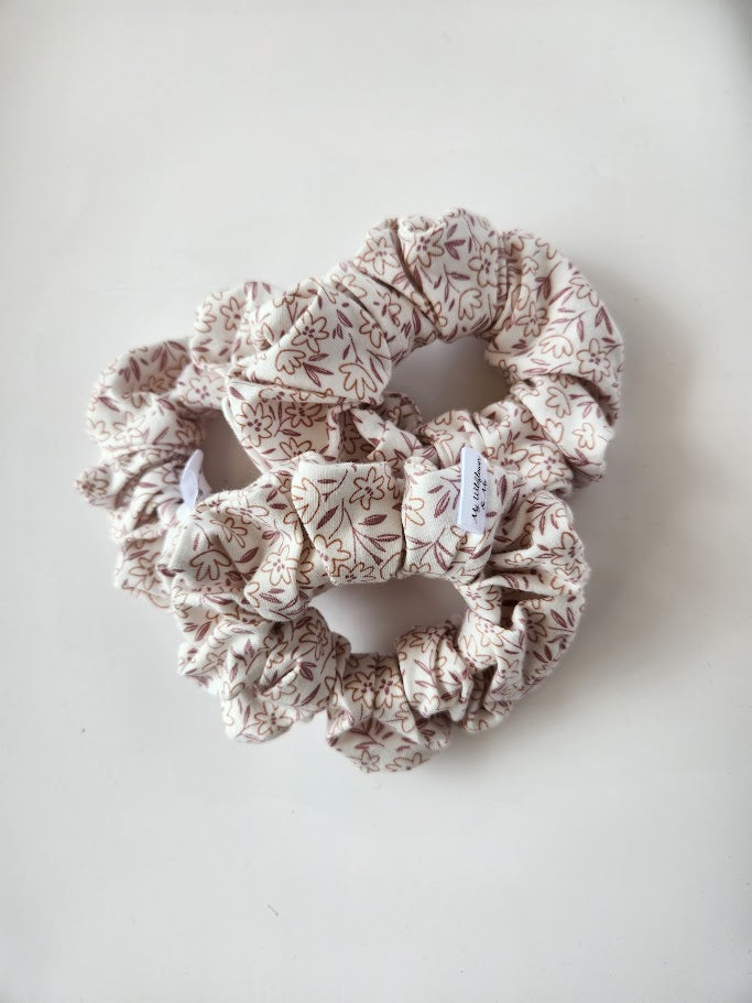 Pink Doodle Flower Scrunchie