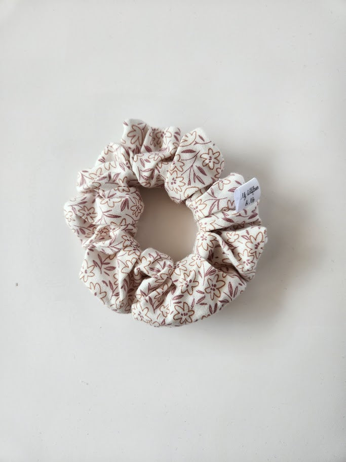 Pink Doodle Flower Scrunchie