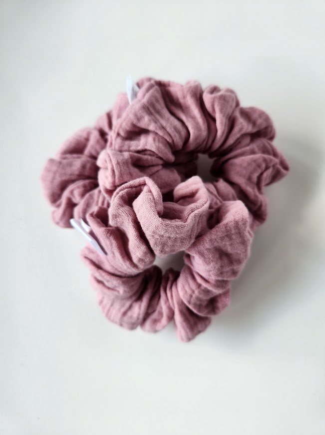 Pink Double Gauze Scrunchie