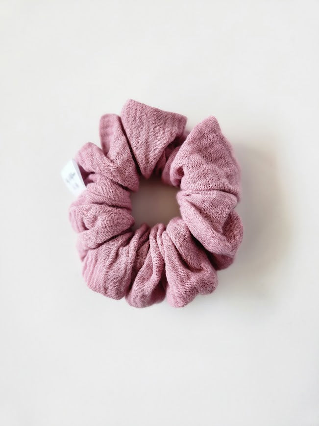 Pink Double Gauze Scrunchie