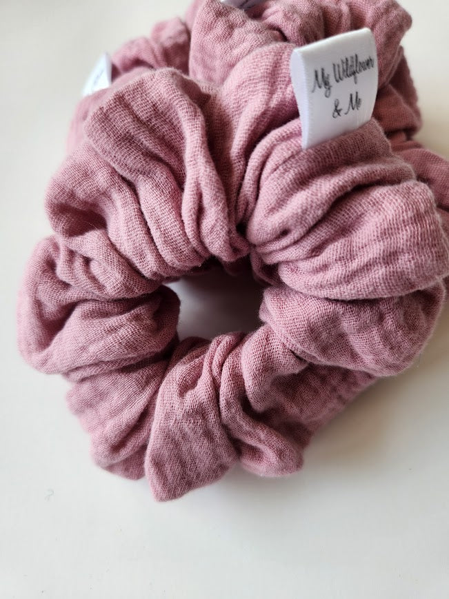 Pink Double Gauze Scrunchie