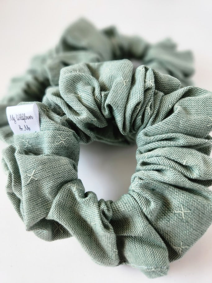 Green Stitch Scrunchie