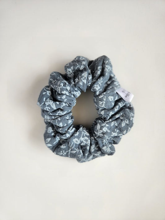 Blue Floral Double Gauze Scrunchie
