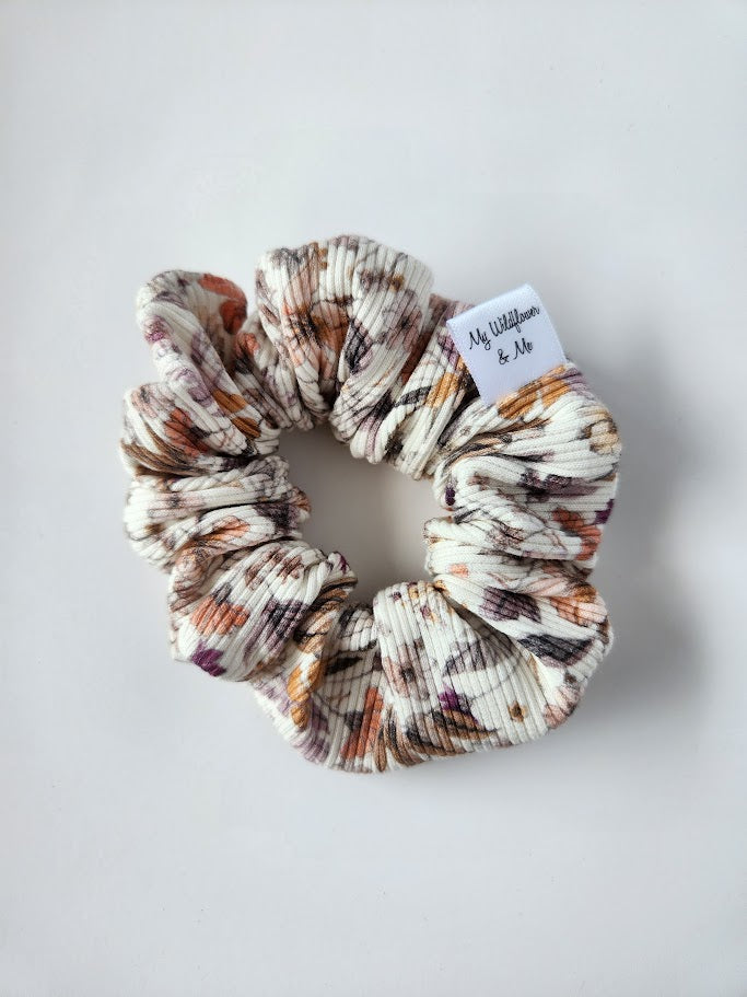 Rib Knit Autumn Blooms Scrunchie