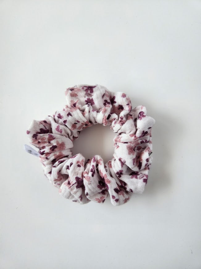 Purple Floral Double Gauze Scrunchie