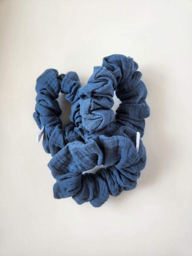 French Navy Double Gauze Scrunchie