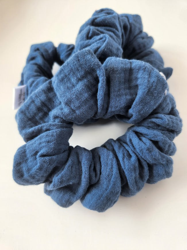 French Navy Double Gauze Scrunchie