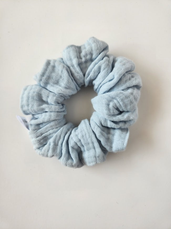 Light Blue Double Gauze Scrunchie