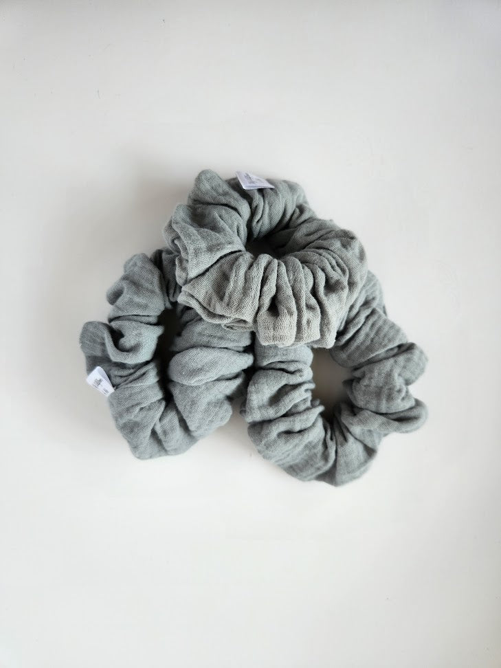 Soft Green Double Gauze Scrunchie