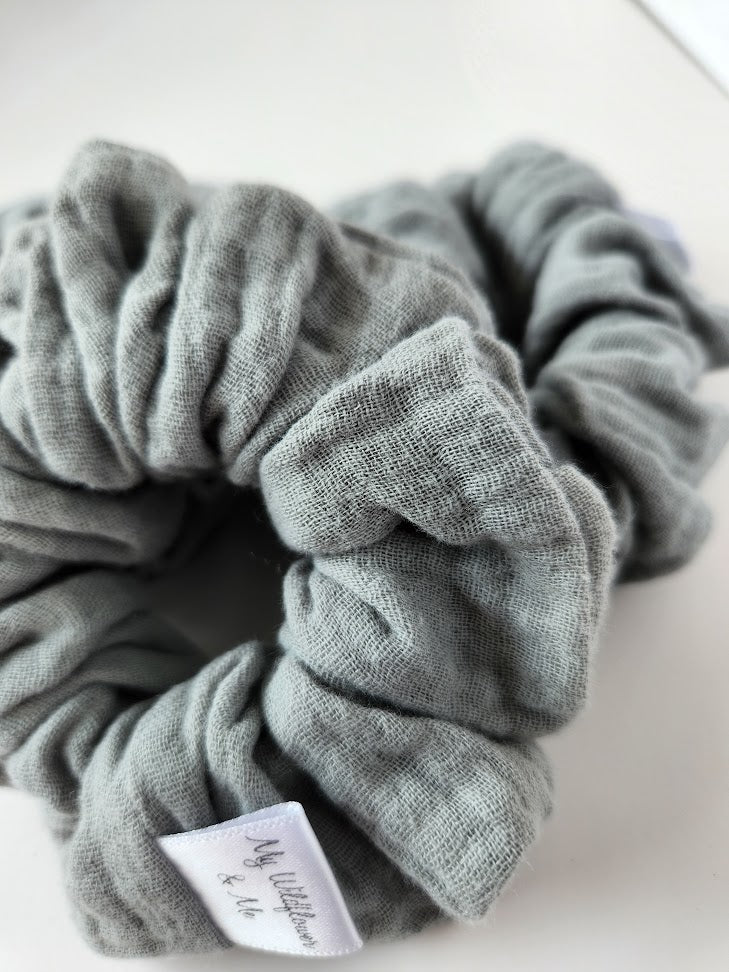 Soft Green Double Gauze Scrunchie