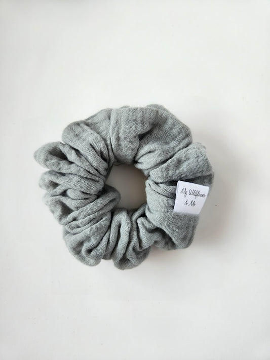Soft Green Double Gauze Scrunchie