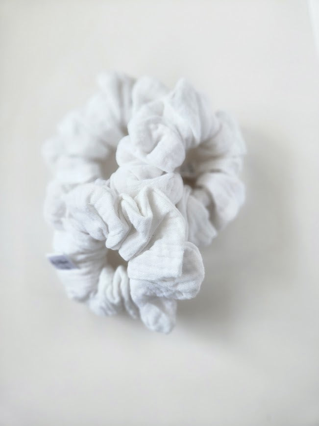 White Double Gauze Scrunchie