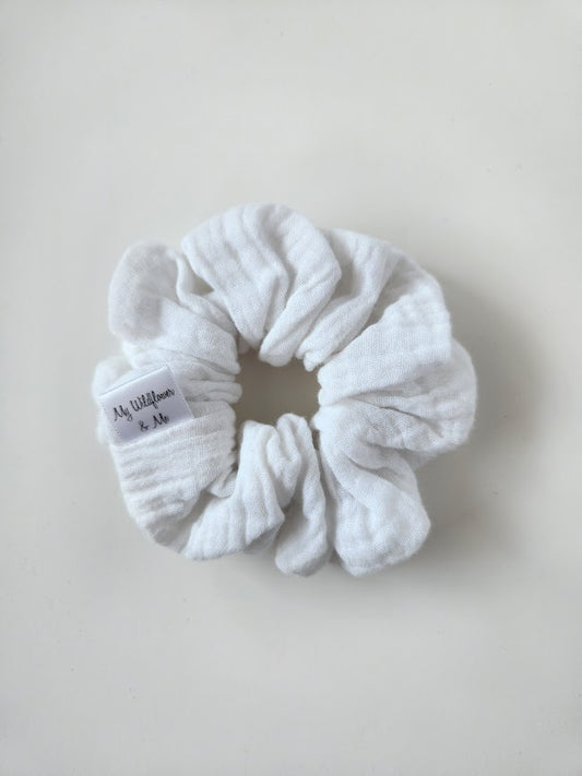 White Double Gauze Scrunchie