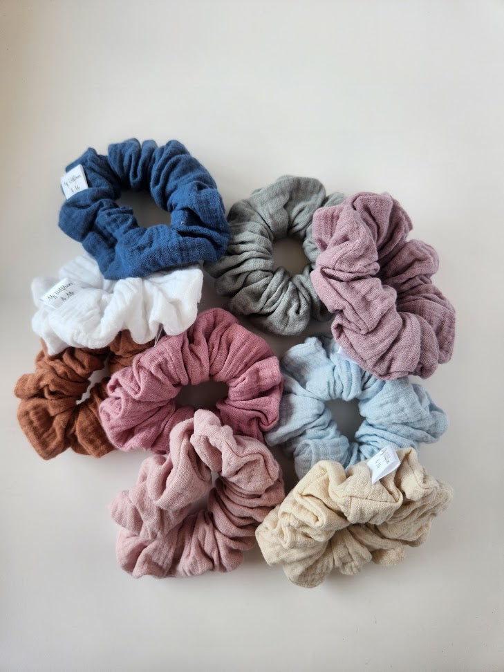 Soft Green Double Gauze Scrunchie