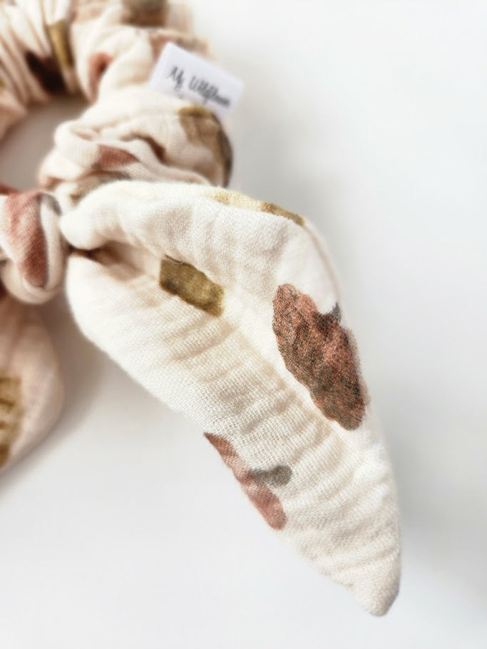 Neutral Pumpkins Double Gauze Bow Scrunchie