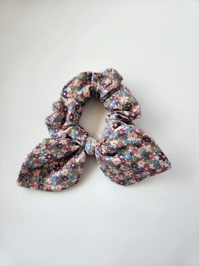 Spring Garden Floral Bow Scrunchie