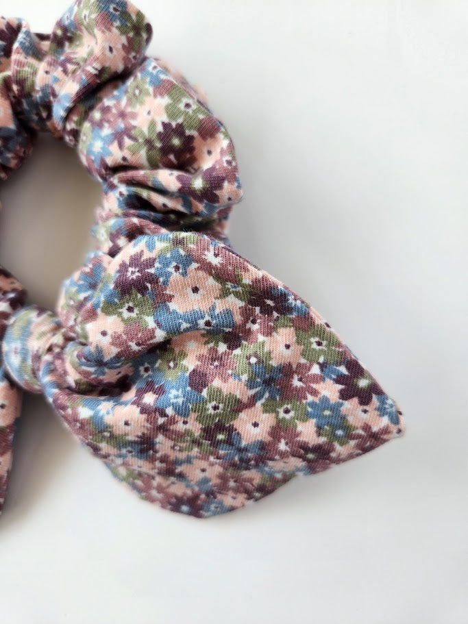 Spring Garden Floral Bow Scrunchie