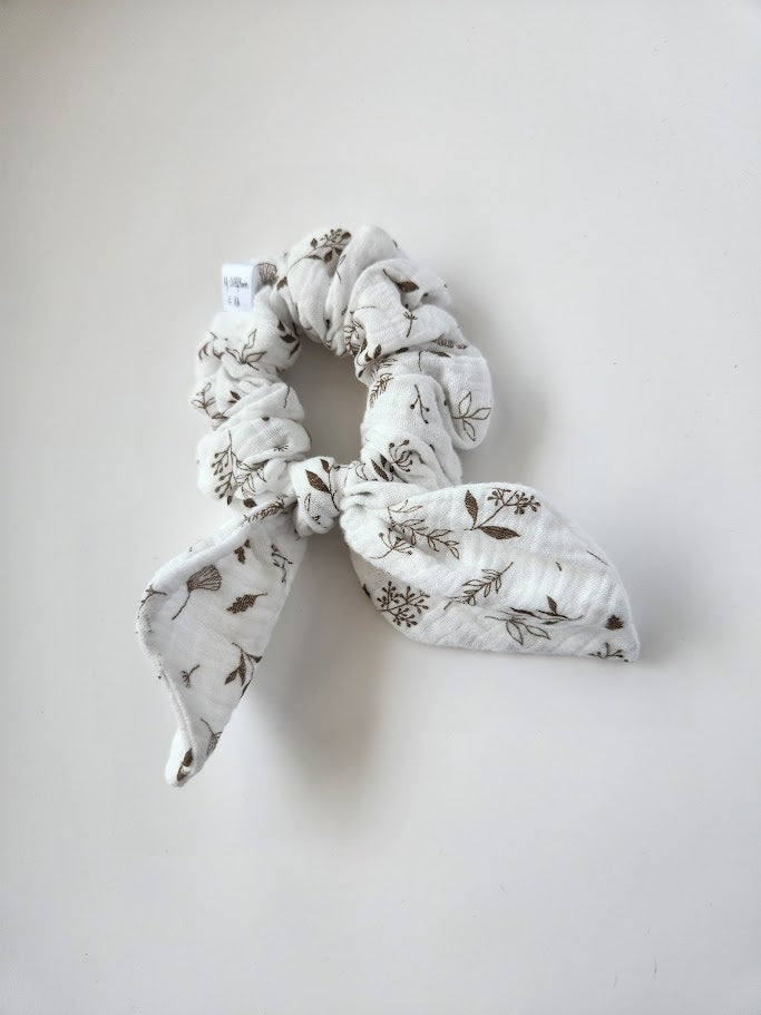 Leaves Double Gauze Bow Scrunchie
