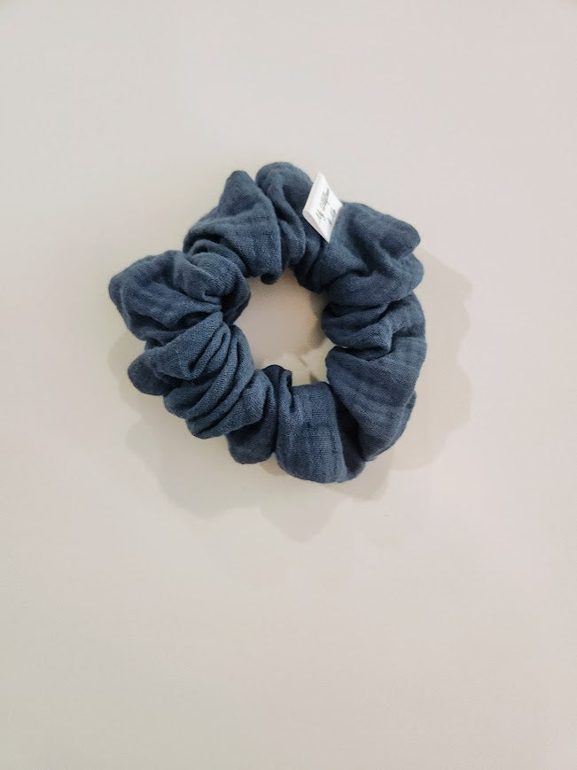 French Navy Double Gauze Scrunchie