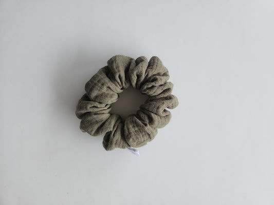 Olive Green Double Gauze Scrunchie