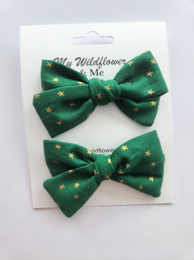Green with Gold Stars Pigtail Set