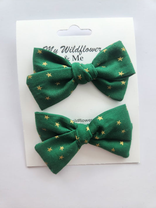 Green with Gold Stars Pigtail Set
